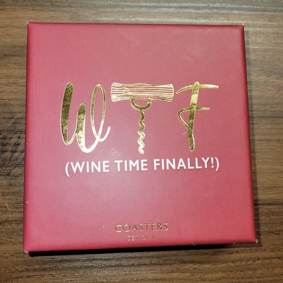 Wine Time Finally Drink Me Coasters Set of 8 New - Picture 2 of 8